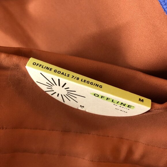 Offline By Aerie Goals 7/8 Legging Hi Rise Drawstring Colorblock Brown & Blue M - Picture 3 of 5